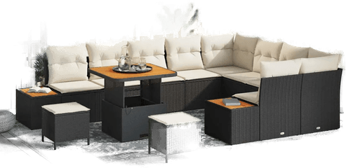 Vidaxl Hagesofa Set 12 pcs Svart