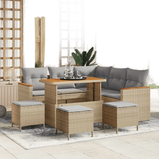 Vidaxl Hagesofa Set 9 pcs Beige