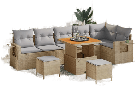Vidaxl Hagesofa Set 11 pcs Beige og lys grå