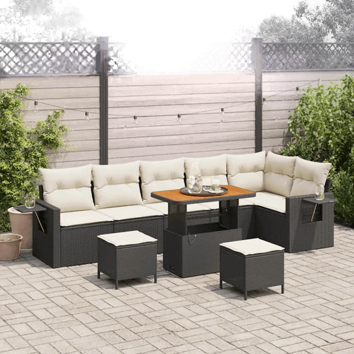 Vidaxl Hagesofa Set 11 pcs Svart og krem