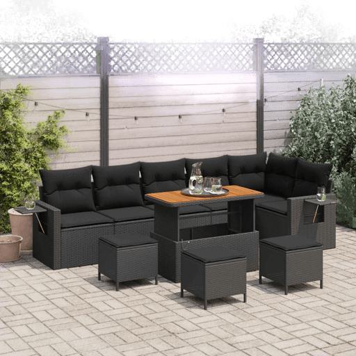 Vidaxl Hagesofa Set 12 pcs Svart