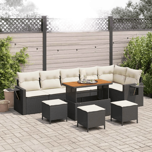 Vidaxl Hagesofa Set 12 pcs Svart og krem