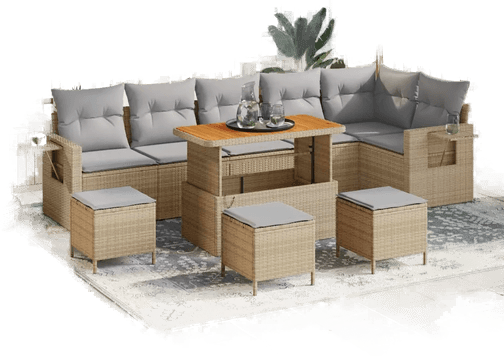 Vidaxl Hagesofa Set 12 pcs Beige og lys grå