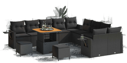 Vidaxl Hagesofa Set 13 pcs Svart