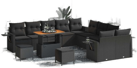 Vidaxl Hagesofa Set 13 pcs Svart