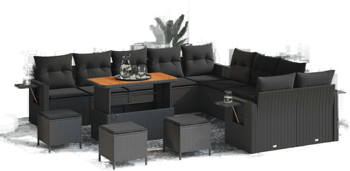 Vidaxl Hagesofa Set 14 pcs Svart