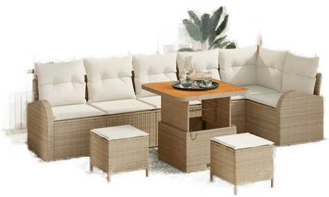 Vidaxl Hagesofa Set 9 pcs Beige