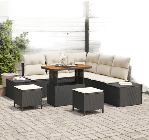 Vidaxl Hagesofa Set 8 pcs Svart