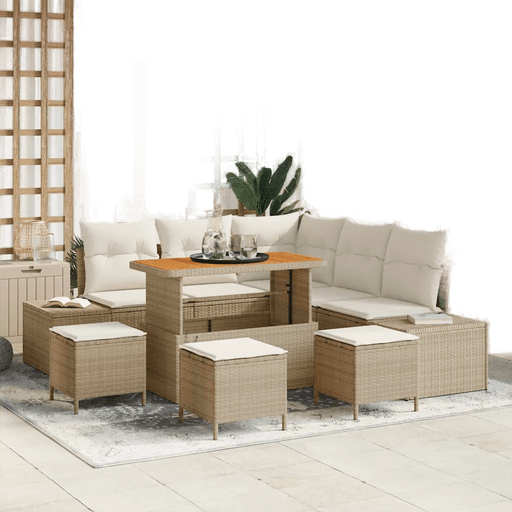 Vidaxl Hagesofa Set 9 pcs Beige