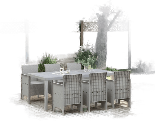 Vidaxl Hage Spisegruppe 7 pcs Lysegrå