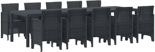 Vidaxl Hage Spisegruppe 11 pcs Antrasitt