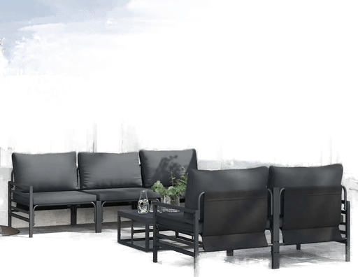 Vidaxl Hagesofa Set 6 pcs Svart