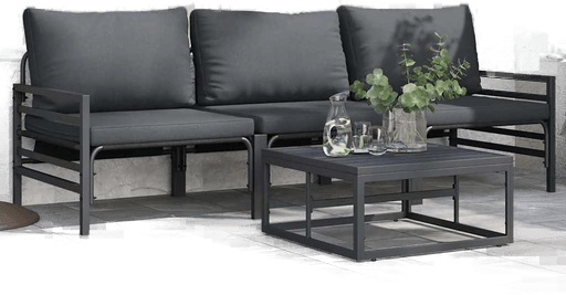 Vidaxl Hagesofa Set 3 pcs Svart