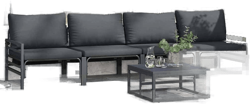 Vidaxl Hagesofa Set 4 pcs Svart