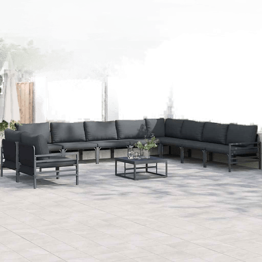 Vidaxl Hagesofa Set 10 pcs Svart