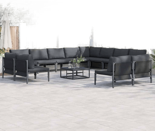 Vidaxl Hagesofa Set 12 pcs Svart