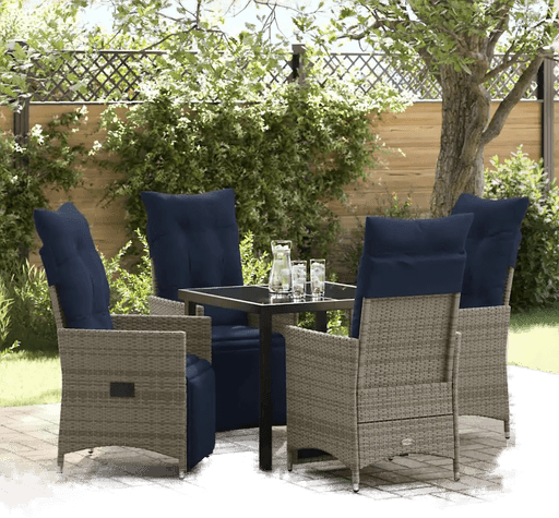 Vidaxl Bord- og stolsett 5 pcs Grå PE Rattan