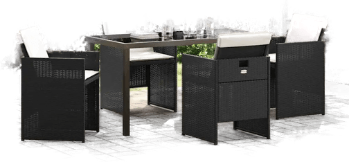 Vidaxl Hage Spisegruppe 5 pcs Svart