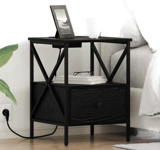 Vidaxl Nattbordskap 2 stk Svart Eik