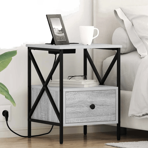 Vidaxl Nattbordskap Grå Sonoma 2 pcs