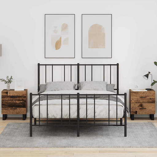 Vidaxl Nattbordskap 2 stk Gammel tre og svart