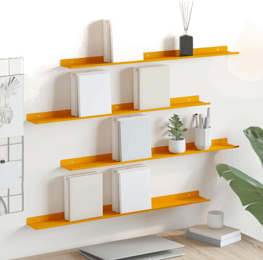 Vidaxl Vegghylle 4 pcs Sennepsgul 80 x 9 x 2,5 cm