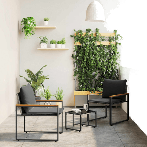 Vidaxl Møbelsett 3 pcs Grå Rotting