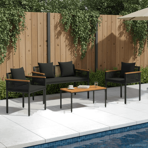 Vidaxl Utemøbelsett 4 pcs Svart