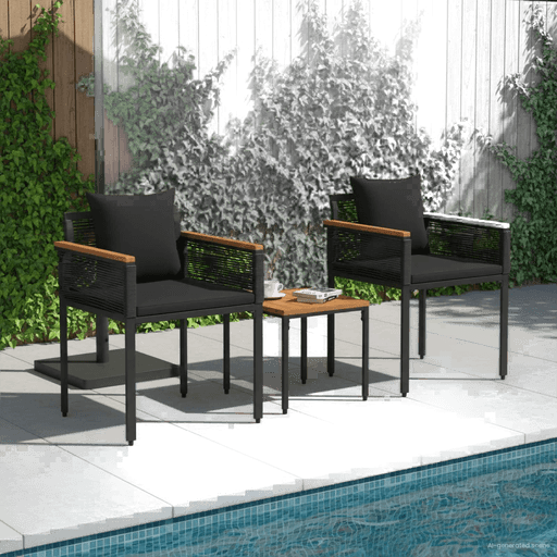 Vidaxl Utemøbelsett 3 pcs Svart