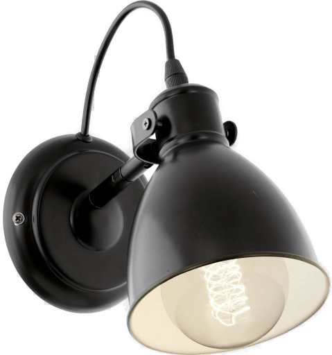 Eglo Vintage-vegglampe Priddy, svart