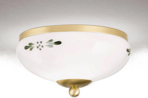 Orion Taklampe Landhaus messing opal grønn Ø 21 cm