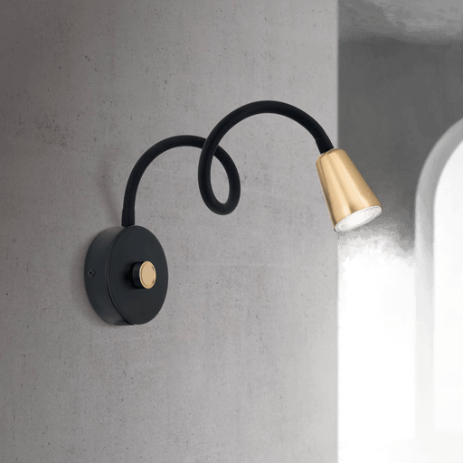 Orion Vegglampe Dotty, messingfarget, dimmer