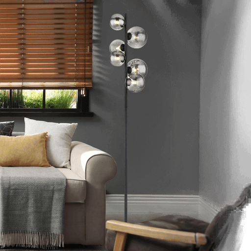 Globo Riha gulvlampe 155 cm svart/røykfarget