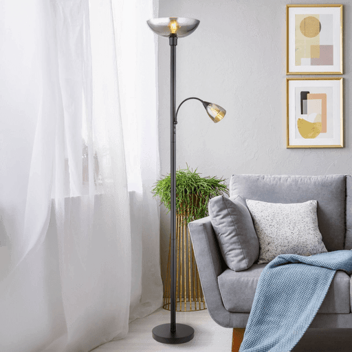 Globo Gulvlampe Blade 178 cm svart/røykfarget