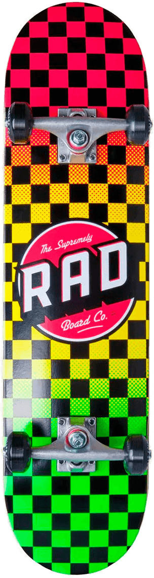 RAD Checkers Skateboard 8'' - Rasta