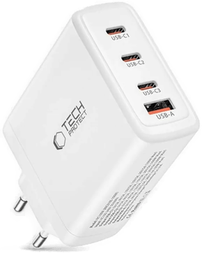 Techprotect Vegglader GaN 100W 3x USB-C 1x USB-A