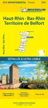 Bas-Rhin, Haut-Rhin, Territoire de Belfort - Michelin Local Map 315 av Michelin