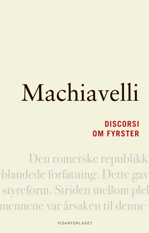 Discorsi ; Om fyrster av Niccolò Machiavelli