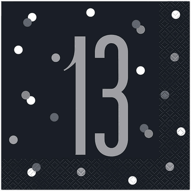 Unique Party Servietter Svart Prikkete 16-pakning