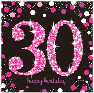 Riethmüller Servietter Svart/Rosa Glitter 16-pakning