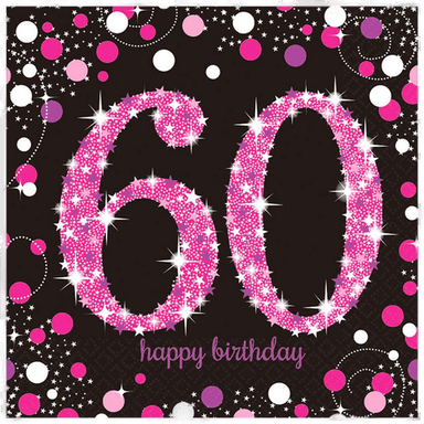 Riethmüller Servietter 60 Svart/Rosa Glitter