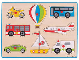Bigjigs Wooden Stud Puzzle Vehicles