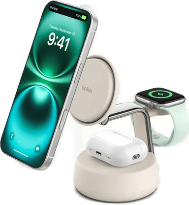 Belkin UltraCharge Pro 3-in-1 Qi2 Ladestasjon