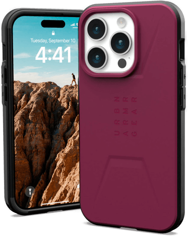 Urban Armor Gear Civilian MagSafe Deksel iPhone 15 Pro - Bordeaux