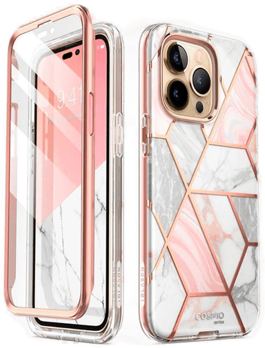 Supcase Cosmo iPhone 14 Pro Deksel Pink Marble