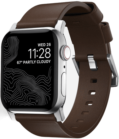 Nomad Modern Leather Strap Brun/Sølv