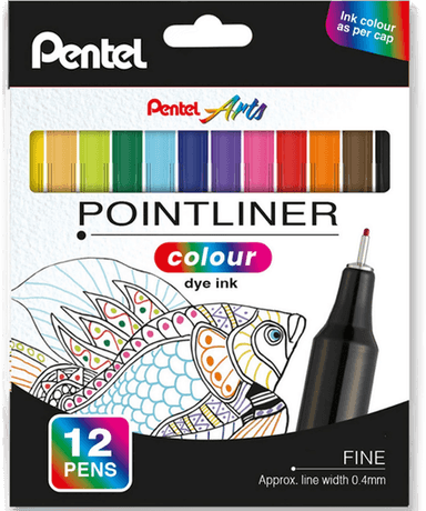 Pentel Pointliner Colour 12-sett