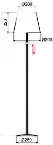 Aluminor Store gulvlampe, hvit/rød