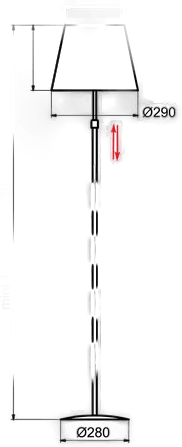 Aluminor Store gulvlampe, svart/rød