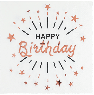 Santex Servietter Happy Birthday Hvit/Roségull